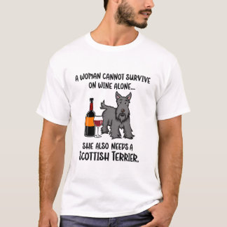 Funny Vin och Scottish Terrier T-Shirt