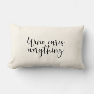 Funny Vin Quote Light Ecru Beige Lumbarkudde