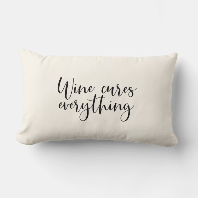 Funny Vin Quote Light Ecru Beige Lumbarkudde (Framsida)