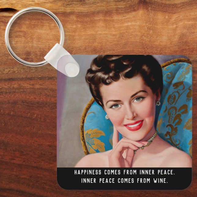 Funny Vin Quote Retro Homemaker Nyckelring (Framsida)