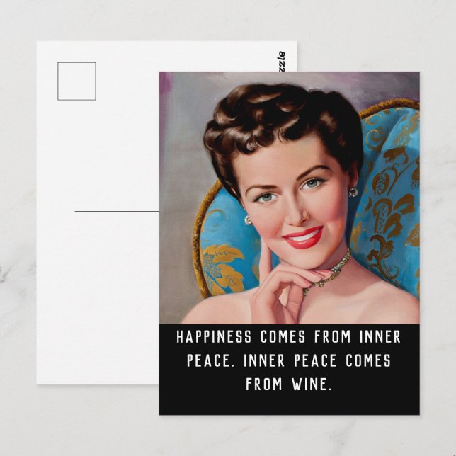 Funny Vin Quote Retro Homemaker Vykort (Fram/baksida)