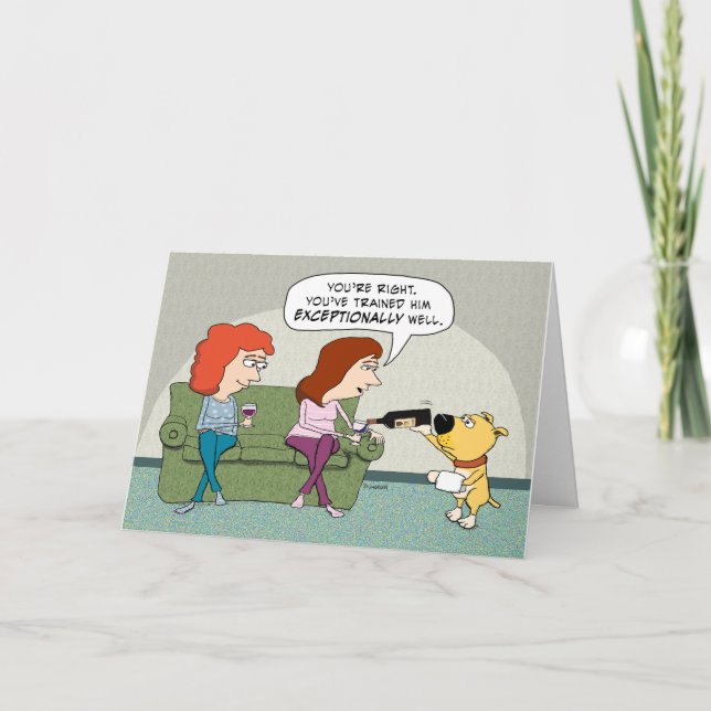 Funny Vin-Serve Hund Birthday Kort (Framsida)