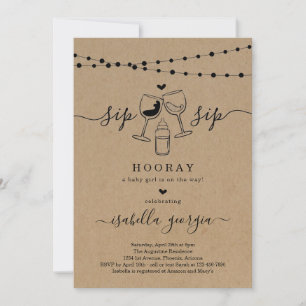 Funny Vin Sip Sip Hooray Baby Shower Inbjudningar
