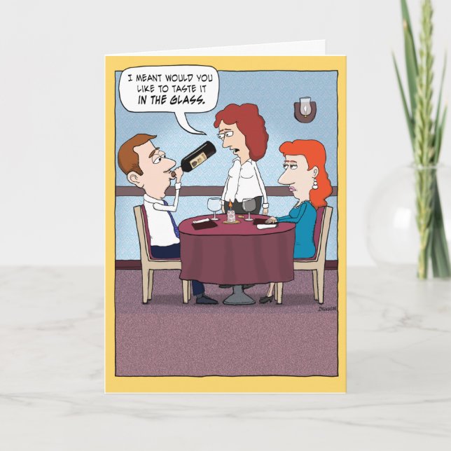 Funny Vin Taster Birthday Card Kort (Framsida)