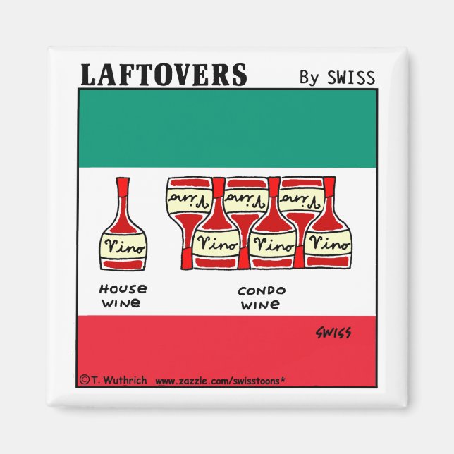 Funny Vin Tecknad Art Italienska Vino Flaskor Magnet (Framsidan)