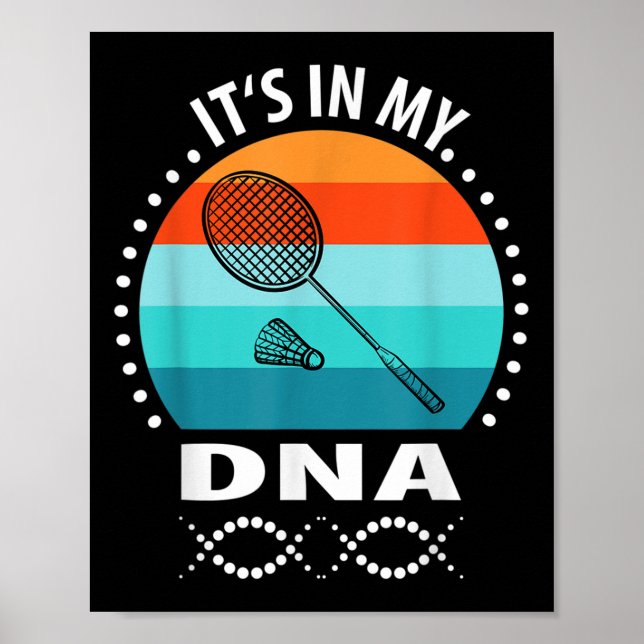Funny Vintage Badminton Shuttle Badminton Player S Poster (Framsidan)