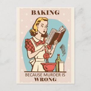 Funny Vintage Baking Woman Vykort