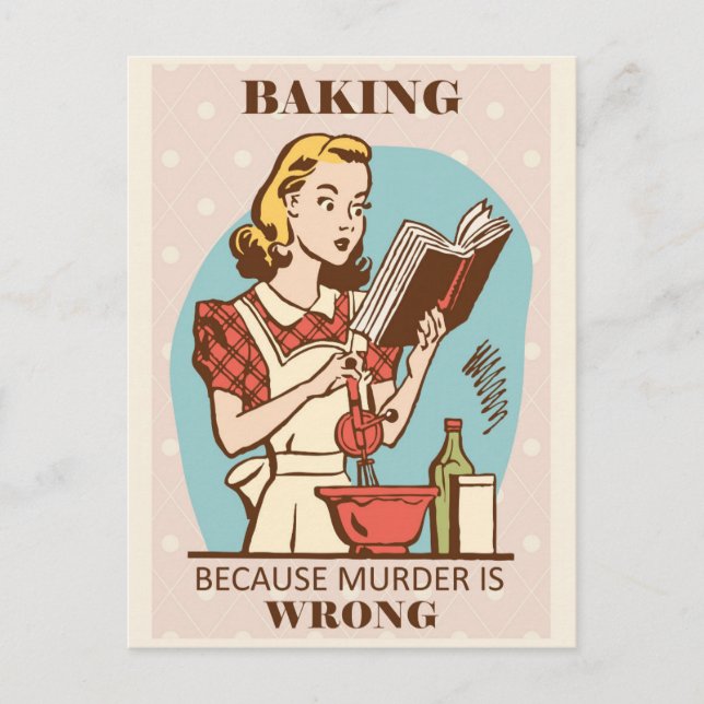 Funny Vintage Baking Woman Vykort (Framsida)