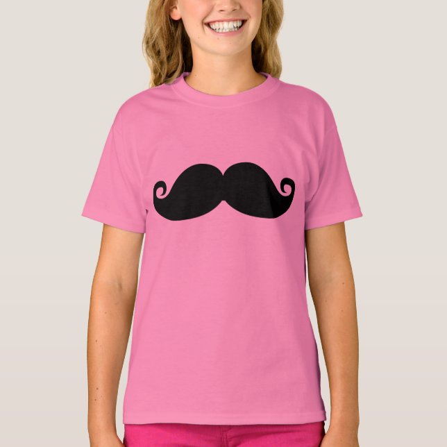 Funny Vintage Black Mustache T-shirt (Framsida)
