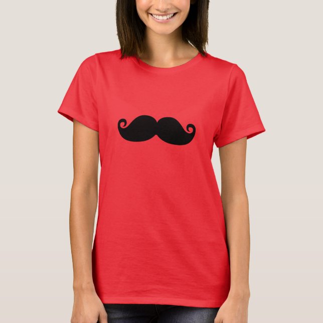 Funny Vintage Black Mustache T Shirt (Framsida)