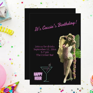 Funny Vintage Butterfly Girl Birthday Inbjudan