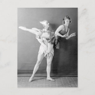 Funny Vintage Dancer Duo Flies Vaudeville Vykort