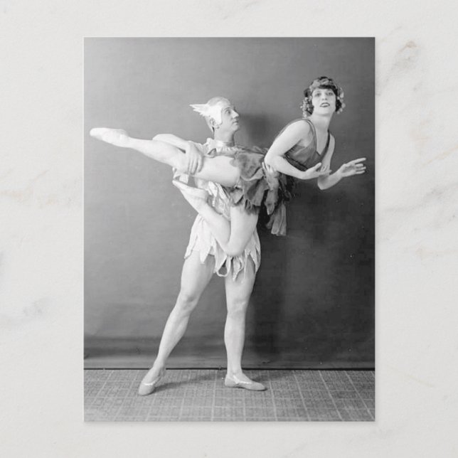Funny Vintage Dancer Duo Flies Vaudeville Vykort (Framsida)