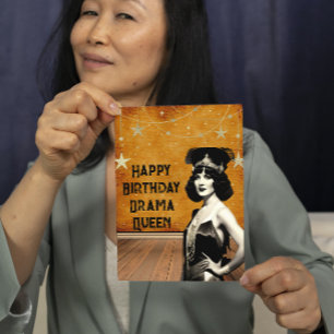 Funny Vintage Drama Queen Birthday Kort