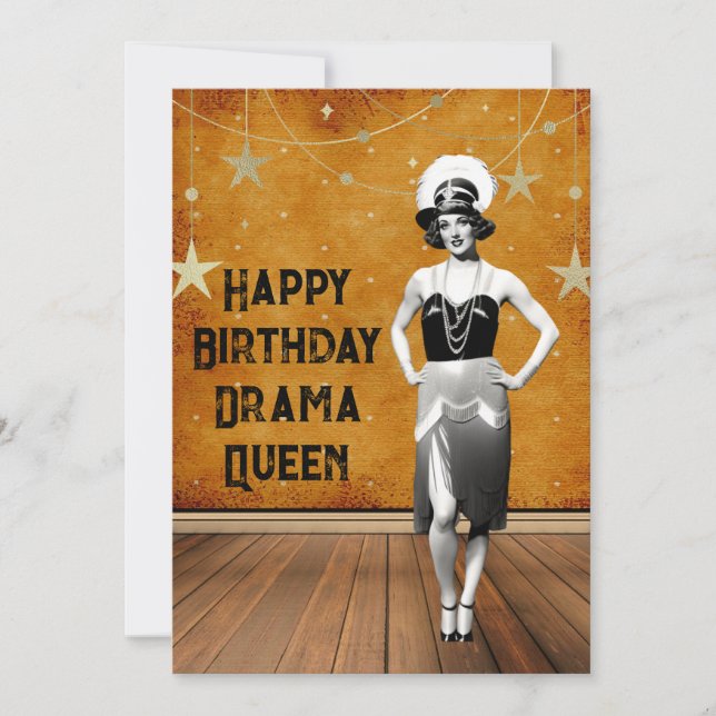 Funny Vintage Drama Queen Birthday Kort (Framsida)
