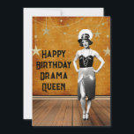 Funny Vintage Drama Queen Birthday Kort<br><div class="desc">Lustigt födelsedagskort för vänner och familj som tenderar att vara lite på den dramatiska sidan... . - vintagens utegångsförbud med stjärngarlandskonstruerad teaterbakgrund. Anpassadet Grattis på födelsedagen Drama Queen.</div>
