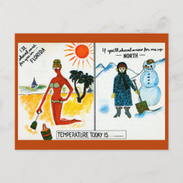 Funny vintage Florida snö vs. sol Vykort