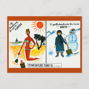 Funny vintage Florida snö vs. sol Vykort
