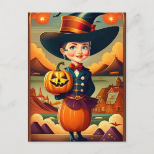 Funny Vintage Halloween Woman Vykort
