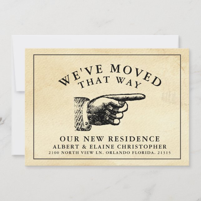 Funny Vintage Hand Ny adress Meddelande (Framsida)