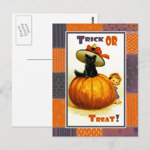 Funny Vintage Kid Halloween-vykort Vykort