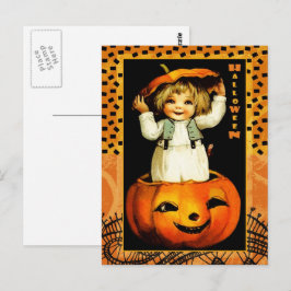 Funny Vintage Kid Halloween-vykort Vykort