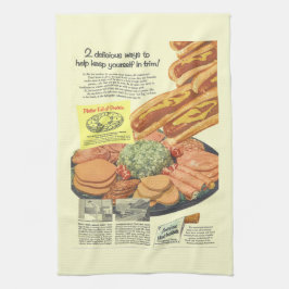 FUNNY Vintage Kött Institute Ad PLATTER OF PROTEIN Kökshandduk
