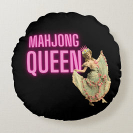 Funny Vintage Mahjong Queen Rund Kudde