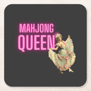 Funny Vintage Mahjong Queen Underlägg Papper Kvadrat