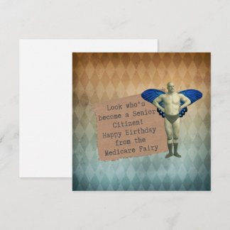 Funny Vintage Male Fairy Senior Birthday Card Kort