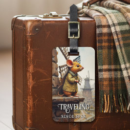 Funny Vintage Mouse Luggage Tag Bagagebricka