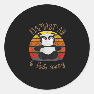 Funny Vintage Namaste Panda Namast'ay 6 Feet Away Runt Klistermärke