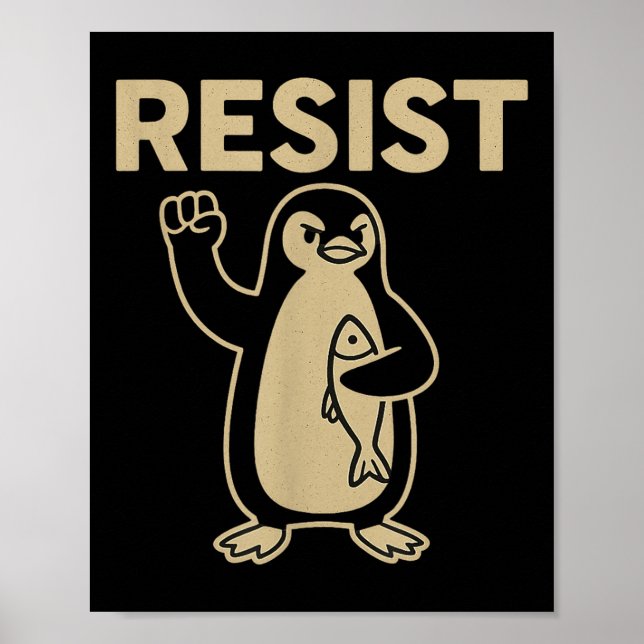 Funny Vintage Resistent Penguin Activism Graphic D Poster (Framsidan)