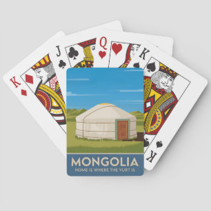 Funny Vintage resor Mongolia Yurt Retro Stil Casinokort