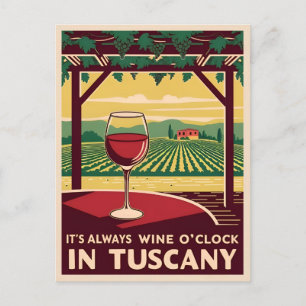 Funny Vintage resor Tuscany Italien Vin O'Clock Vykort