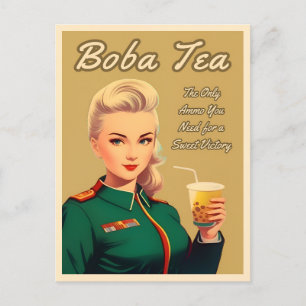 Funny Vintage Stil Boba Tea Retro Humor Vykort