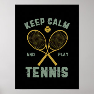 Funny Vintage Tennis Quote Behålla Lugn Play Tenni Poster