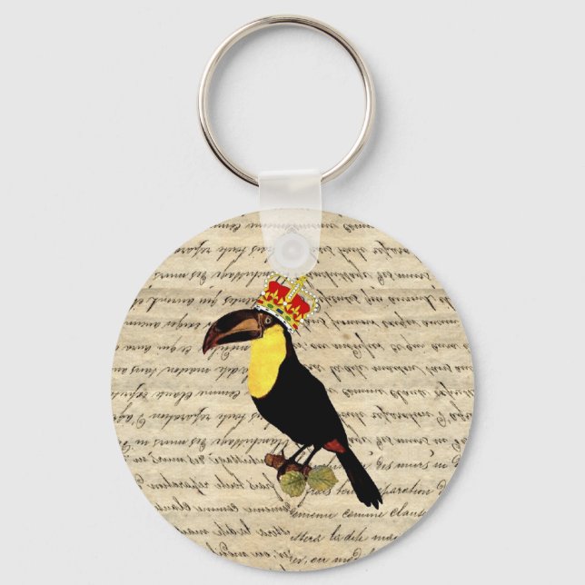 Funny vintage toucan & krona nyckelring (Framsida)