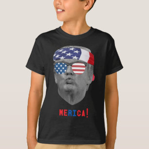 Funny Vintage Trump Pucker Ansikte Merica USA flag T Shirt