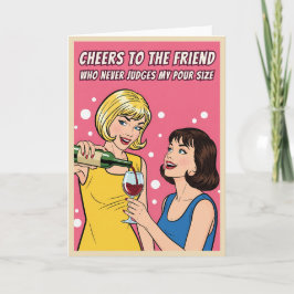Funny Vintage Wine Humor Best Friends Pop Art Kort
