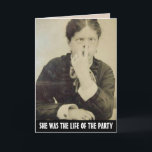 FUNNY VINTAGE WOMAN BIRTHDAY CARD FÖR HENNE KORT<br><div class="desc">HON VAR PARTY. BIRTHDAY CARD</div>