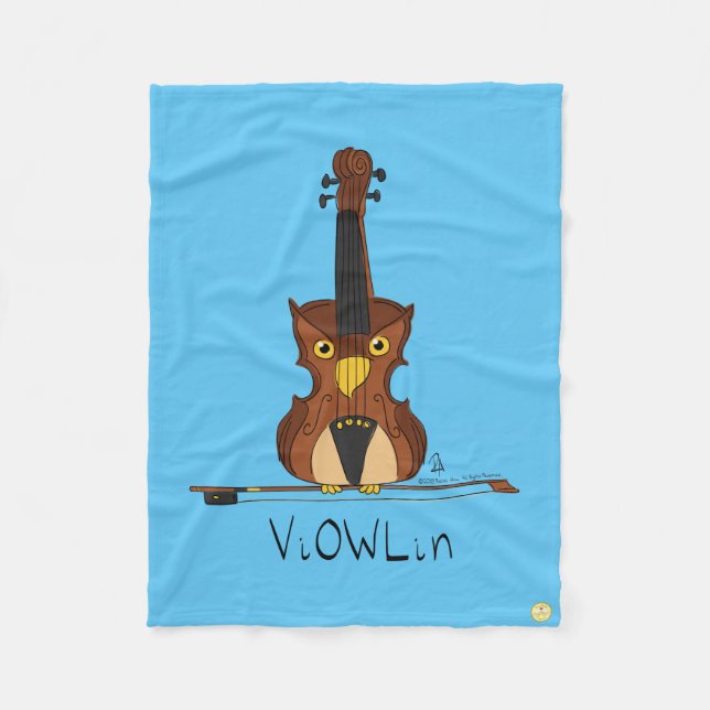 Funny Violin Cute Uggla Musician Kids Music Fleecefilt (Framsidan)
