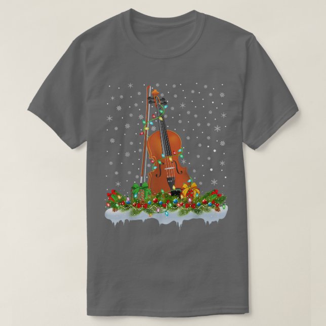 Funny Violin Music Älskare Matching Santa Violin C T Shirt (Design framsida)