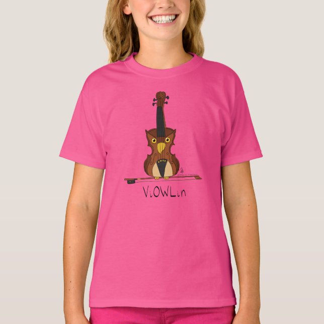 Funny Violin Uggla Music Barn Girl's T-Shirt (Framsida)