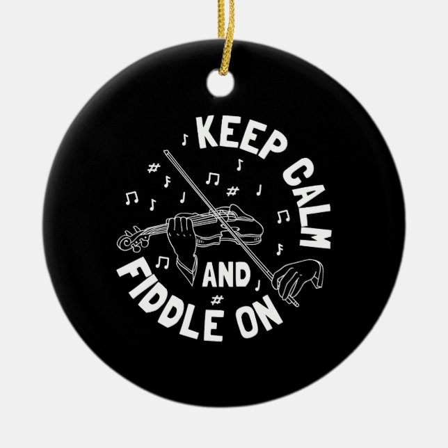 Funny Violin Violin Player Julgransprydnad Keramik (Framsidan)