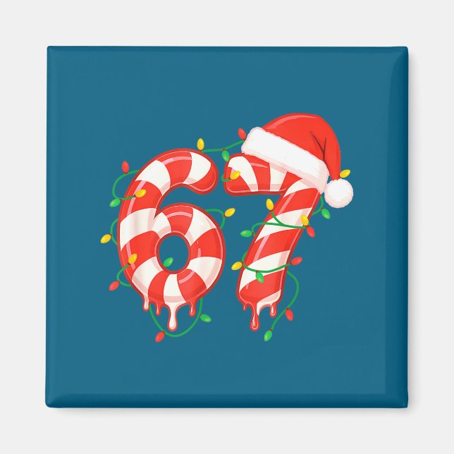 Funny Viral Christmas 67 Candy Canes Meme Santa Ho Magnet (Framsidan)
