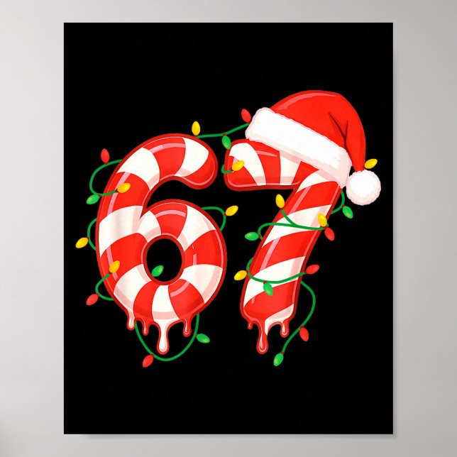 Funny Viral Christmas 67 Candy Canes Meme Santa Ho Poster (Framsidan)