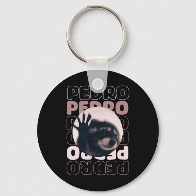 Funny Viral Pedro Dancing Raccoon Meme Pedro Nyckelring (Framsida)