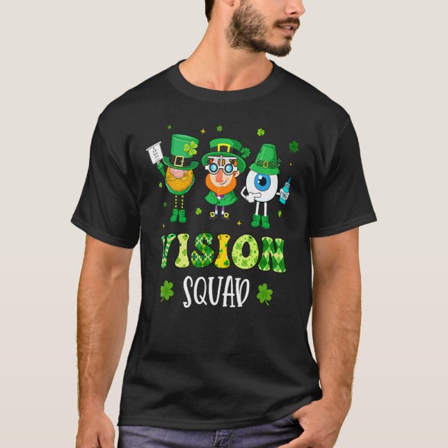 Funny Vision Squad Leprechaun Optometrist St Patri T Shirt (Framsida)