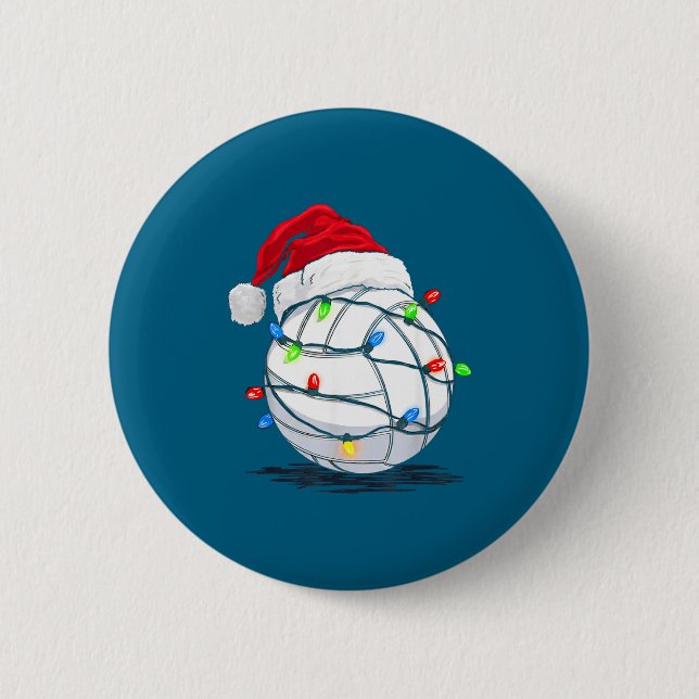 Funny Volleyball Ball Christmas Graphics Lights Lo Knapp (Framsida)